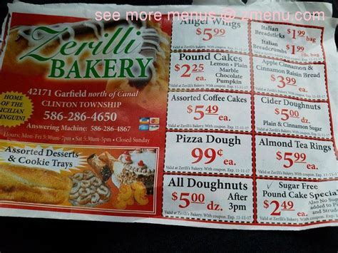 zerilli bakery menu|Zerilli Bakery, Clinton